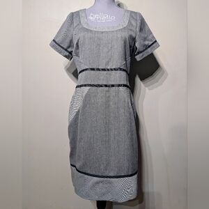 Brooklyn Industries Gray Sheath Dress Square Neck Short Sleeve Career Workwear